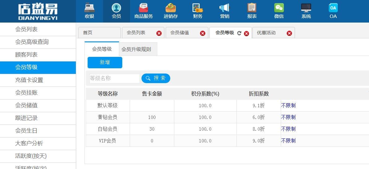 开卡划分会员等级